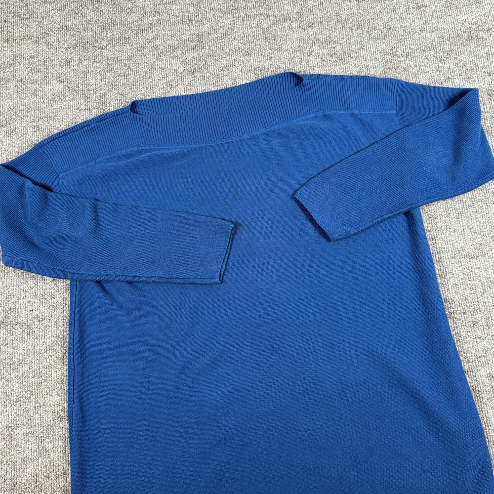 J Jill Sweater Womens Small Blue Cotton Ribbed Collar Pullover Long Sleeve Top